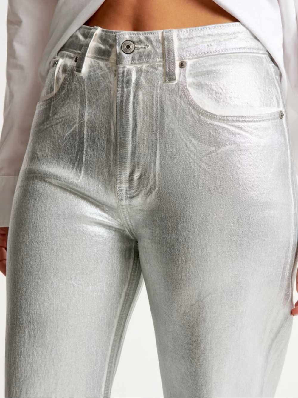 NWT β’ A&F Silver Metallic Jeans - Picture 5 of 12
